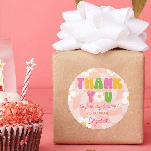 Sticker Rond Peace Out Chiffres simples Filles 10e anniversaire (Fête)