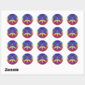Sticker Rond Peace Sign à Rainbow colors (Feuille)