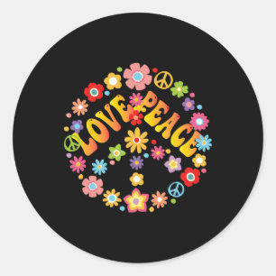 Sticker Rond Peace Sign Love 60s les années 70 Super Hippie Cos