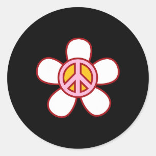 Sticker Rond Peace Sign Love 60s les années 70 Super Hippie Cos