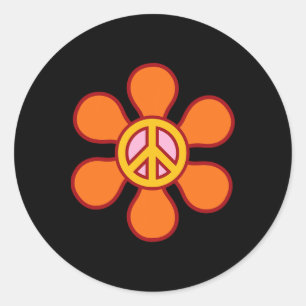 Sticker Rond Peace Sign Love 60s les années 70 Super Hippie Cos