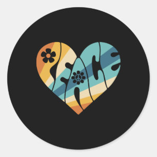 Sticker Rond Peace Sign Love 60s les années 70 Super Hippie Cos