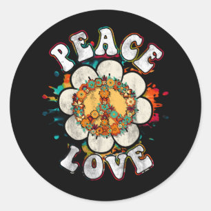 Sticker Rond Peace Sign Love Flower 60S Les années 70 Tie Dye H