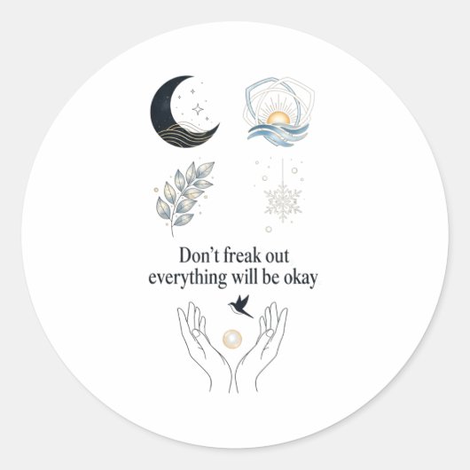 Sticker Rond Peaceful Night Moonlight Uplift_ Insred Gentle Art (Devant)