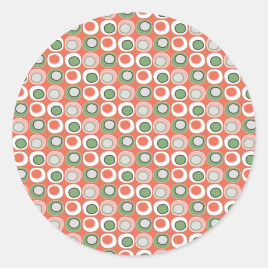Sticker Rond Peach amusant et Green Polka Dot Bubbles Motif (Devant)