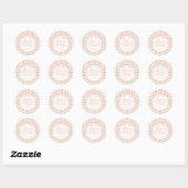 Sticker Rond Peach and Beige Fancy Floral Bridal Shower Seal (Feuille)