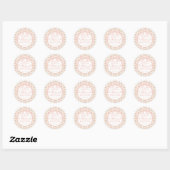 Sticker Rond Peach & Beige Vintage Fancy Floral Baptism Circle (Feuille)