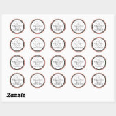Sticker Rond Peach Black Monogramme E Mariage Merci (Feuille)