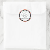 Sticker Rond Peach Black Monogramme E Mariage Merci (Sac)