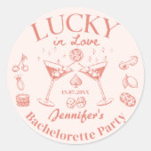 Sticker Rond Peach Cocktail Chanceux en Amour Enterrement de Vi (Devant)