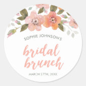 Sticker Rond Peach Delicate Floral Bridal Bund (Devant)