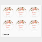 Sticker Rond Peach Delicate Merci Floral Pour Tout Événement (Feuille)