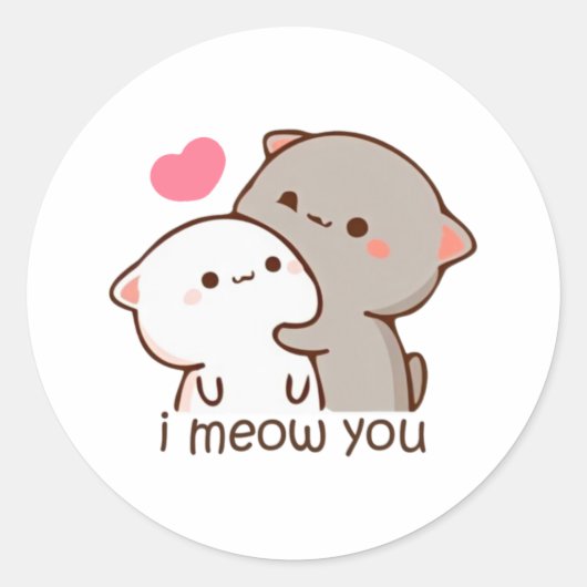 Sticker Rond Peach Et Goma Mochi Chat, Je Vous Connais (Devant)