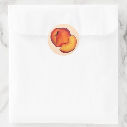 Sticker Rond Peach Été Ripe Juicy Georgia Pache Fruit (Sac)