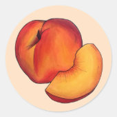 Sticker Rond Peach Été Ripe Juicy Georgia Pache Fruit (Devant)