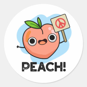 Sticker Rond Peach Funky Peace Fruit Pun