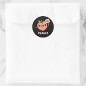 Sticker Rond Peach Funky Peace Fruit Pun Dark BG (Sac)