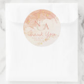 Sticker Rond Peach Gold Marble Cute Monogramme Mariage Merci (Sac)