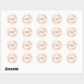 Sticker Rond Peach Gold Sparkle Script Monogram Wedding (Feuille)