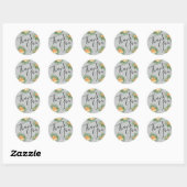 Sticker Rond Peach Grey Mariage Spring Floral (Feuille)