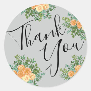 Sticker Rond Peach Grey Mariage Spring Floral