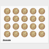 Sticker Rond Peach Long Life Fame Chinese Magic Charms (Feuille)