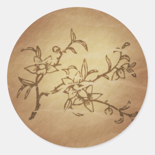 Sticker Rond Peach Long Life Fame Chinese Magic Charms (Devant)