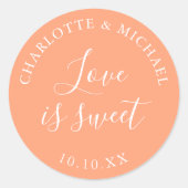 Sticker Rond Peach Love Est Un Mariage Sucré Faveur (Devant)
