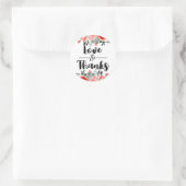 Sticker Rond Peach & Mint Peony Mariage Love & Thanks Favoriser (Sac)