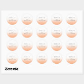 Sticker Rond Peach Orange Fuzz Élégant Mariage moderne (Feuille)