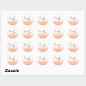 Sticker Rond Peach Orange Fuzz Élégant Mariage moderne (Feuille)