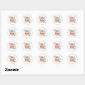 Sticker Rond Peach Peonies Florals Nom de retour Adresse (Feuille)