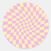 Sticker Rond Peach PInk Checks Retro Lilac Peach (Devant)