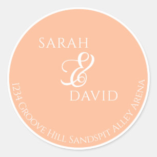 Sticker Rond Peach Pink minimaliste Mariage