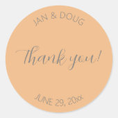 Sticker Rond Peach Stylisé Merci Mariage (Devant)