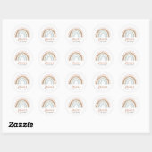 Sticker Rond Peach Tan Sage Boho Rainbow Baby shower (Feuille)