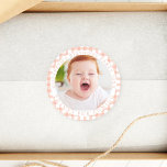 Sticker Rond Peachy 1st Birthday Kids Photo Merci D'Être Venu<br><div class="desc">Peachy 1st Birthday Kids Photo Merci Pour Sticker Venant</div>