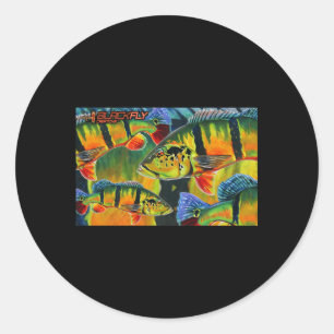 Sticker Rond Peacock Basse Pêche Par Black Fly