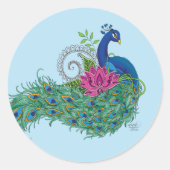 Sticker Rond Peacock Blue Lotus Fleur Henné (Devant)