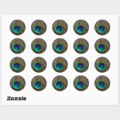 Sticker Rond Peacock Feather verticalement vers le haut (Feuille)