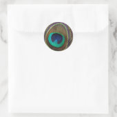 Sticker Rond Peacock Feather verticalement vers le haut (Sac)