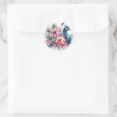 Sticker Rond Peacock Floral Aquarelle Portrait (Sac)