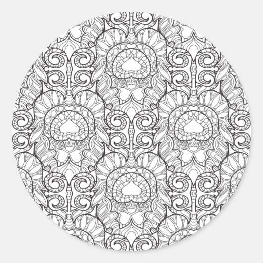 Sticker Rond Peacock Motif Doodle (Devant)