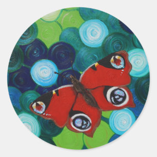 Sticker Rond Peacock Papillon peint