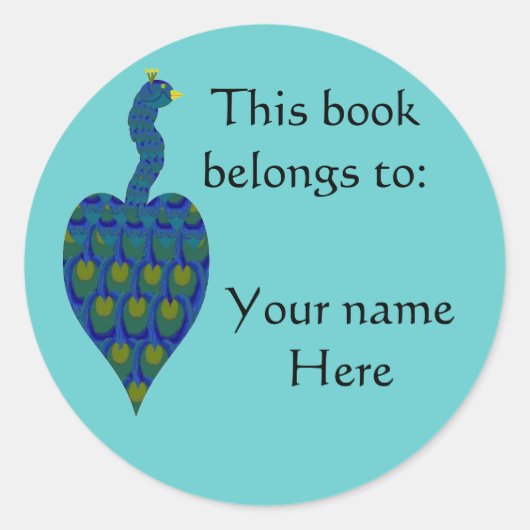 Sticker Rond Peacock, Plaque de livre (Devant)