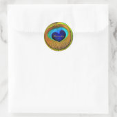 Sticker Rond Peacock Plumes OEil d'amour avec le nom (Sac)