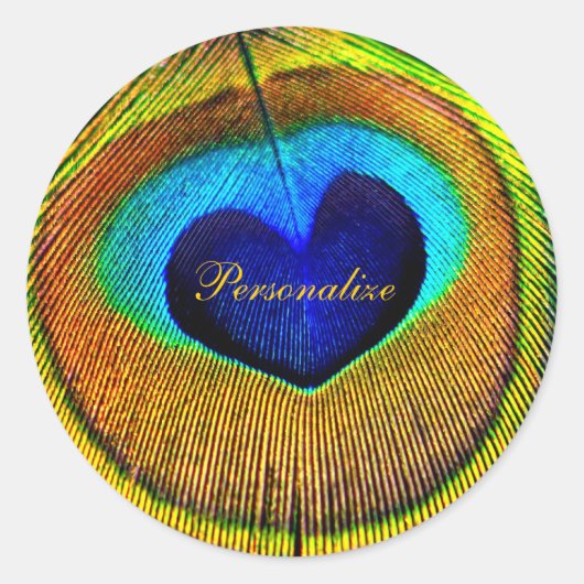Sticker Rond Peacock Plumes OEil d'amour avec le nom (Devant)