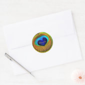 Sticker Rond Peacock Plumes OEil d'amour avec le nom (Enveloppe)