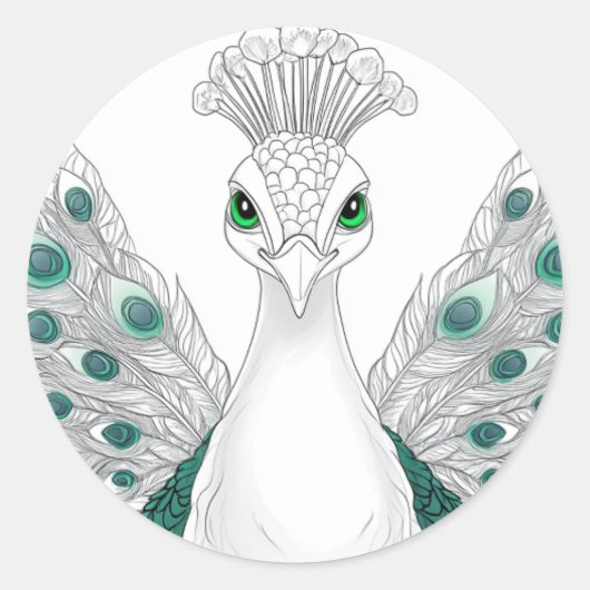 Sticker Rond Peacock sticker. A noble and beautiful bird (Devant)