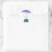Sticker Rond Peacock vert et bleu | Fleurs d'aquarelle violette (Sac)